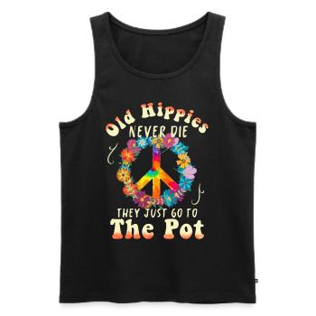 Hippie Peace Groovy Flowerpower Boho Woodstock - Débardeur bio Premium Homme - noir - Devant - AI Model Male 178 light (178cm)