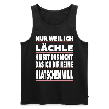 Nur weil ich lächle heisst das nicht - Männer Premium Bio Tank Top - Schwarz - Vorne - Michal (187cm)