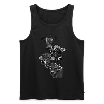 Vier Köpfe von vier Kühen - Männer Premium Bio Tank Top - Schwarz - Vorne - Michal (187cm)