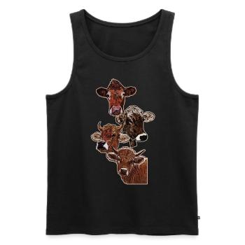 Vier Köpfe von vier Kühen - Männer Premium Bio Tank Top - Schwarz - Vorne - Michal (187cm)