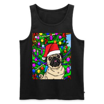 Carlin avec casquette de Noël Propriétaires de chiens de Noël - Débardeur bio Premium Homme - noir - Devant - Michal (187cm)