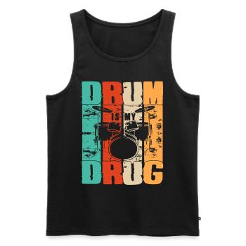 Drum Is My Drug Drum Set Retro Vintage Drummer - Männer Premium Bio Tank Top - Schwarz - Vorne - Michal (187cm)