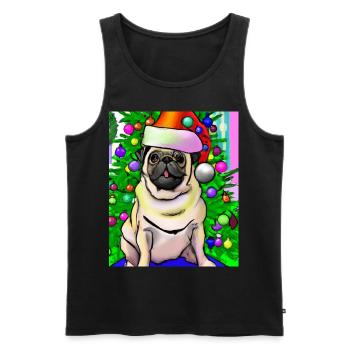 Carlin avec casquette de Noël Propriétaires de chiens de Noël - Débardeur bio Premium Homme - noir - Devant - Michal (187cm)
