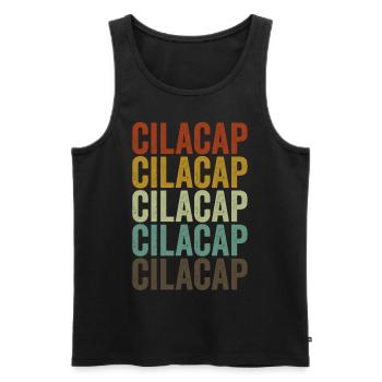Cilacap Indonésie Rétro Vintage - Débardeur bio Premium Homme - noir - Devant - Michal (187cm)