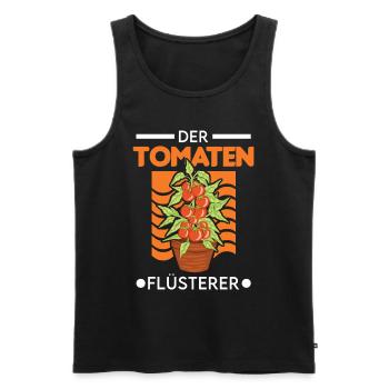 Der Tomaten Flüsterer Tomaten Paradeiser - Männer Premium Bio Tank Top - Schwarz - Vorne - Michal (187cm)