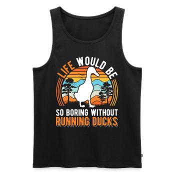 Indian Running Gift Running Duck - Men's Premium Organic Tank Top - black - Front - Michal (187cm)