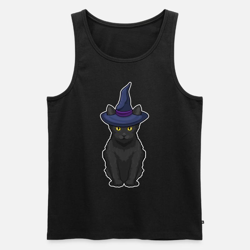 Katze Hexe - Männer Premium Bio Tank Top - Schwarz