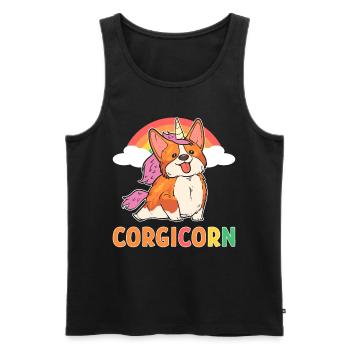 Corgicorn Welsh Corgi Licorne Chien - Débardeur bio Premium Homme - noir - Devant - Michal (187cm)