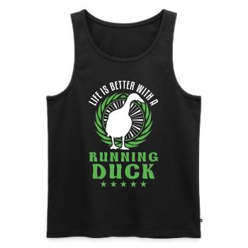 Life is better with a Running Duck Laufente - Men's Premium Organic Tank Top - black - Front - Michal (187cm)