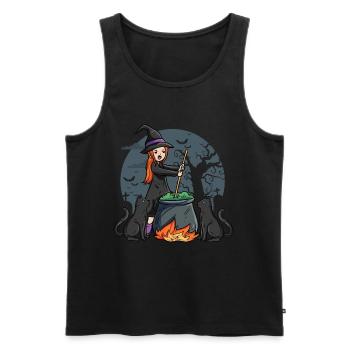 Witch with kettle - Men's Premium Organic Tank Top - black - Front - AI Model Male 178 light (178cm)