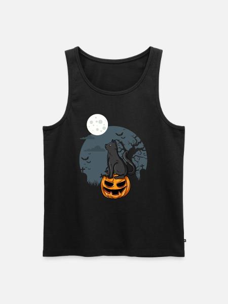 Black cat on pumpkin - Men's Premium Organic Tank Top - black