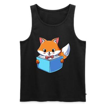 Fuchs liest Buch - Männer Premium Bio Tank Top - Schwarz - Vorne - Michal (187cm)