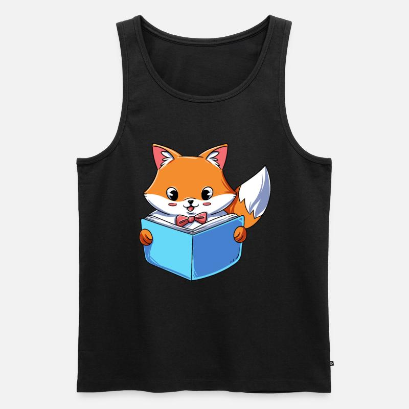 Fuchs liest Buch - Männer Premium Bio Tank Top - Schwarz