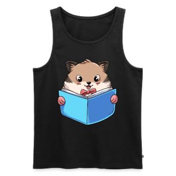 Hamster Lesebuch - Männer Premium Bio Tank Top - Schwarz - Vorne - Michal (187cm)