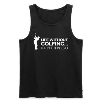 Joueur de golf disant idée cadeau - Débardeur bio Premium Homme - noir - Devant - Michal (187cm)