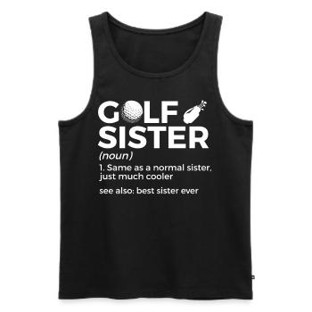 Golf Spieler Spruch Geschenkidee - Männer Premium Bio Tank Top - Schwarz - Vorne - Michal (187cm)