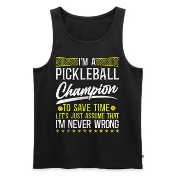 Pickleball Je suis un Pickleball - Débardeur bio Premium Homme - noir - Devant - Michal (187cm)