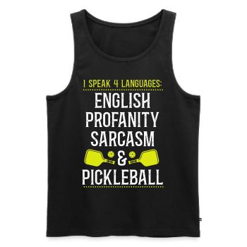 Pickleball I Speak 4 Languages - Men's Premium Organic Tank Top - black - Front - Michal (187cm)