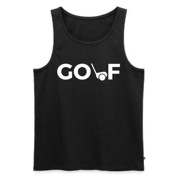 Joueur de golf disant idée cadeau - Débardeur bio Premium Homme - noir - Devant - Michal (187cm)