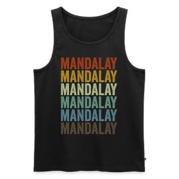 Mandalay Myanmar Rétro Vintage - Débardeur bio Premium Homme - noir - Devant - Michal (187cm)