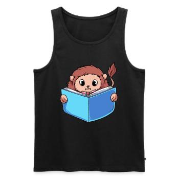 Löwe Lesebuch - Männer Premium Bio Tank Top - Schwarz - Vorne - Michal (187cm)
