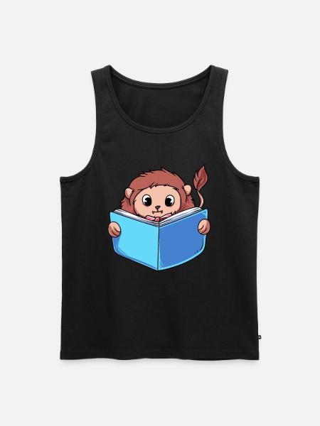 Löwe Lesebuch - Männer Premium Bio Tank Top - Schwarz
