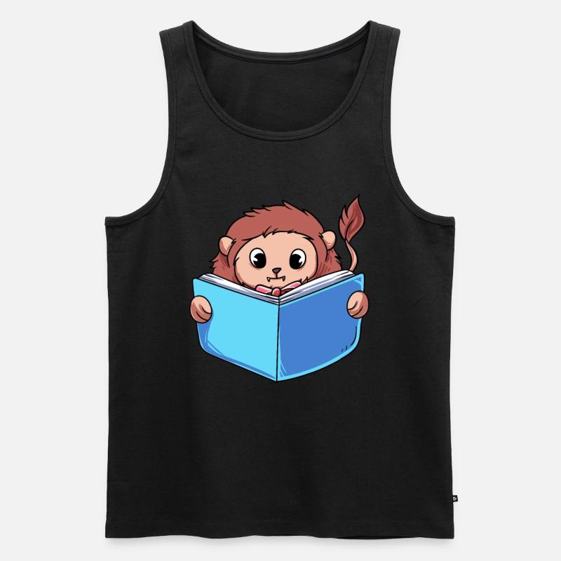 Löwe Lesebuch - Männer Premium Bio Tank Top - Schwarz