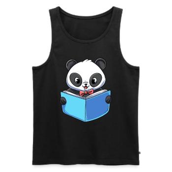 Panda Lesebuch - Männer Premium Bio Tank Top - Schwarz - Vorne - Michal (187cm)