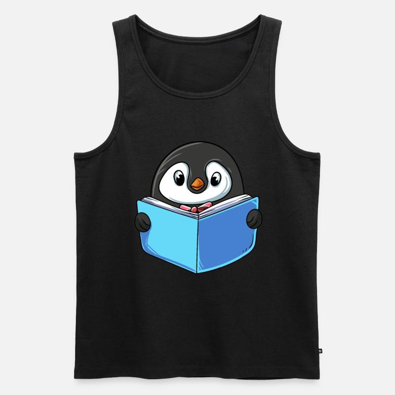 Pinguin Lesebuch - Männer Premium Bio Tank Top - Schwarz