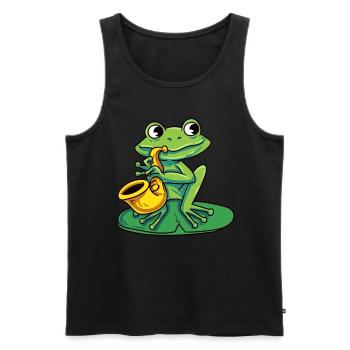 Frosch spielt Saxophon - Männer Premium Bio Tank Top - Schwarz - Vorne - Michal (187cm)