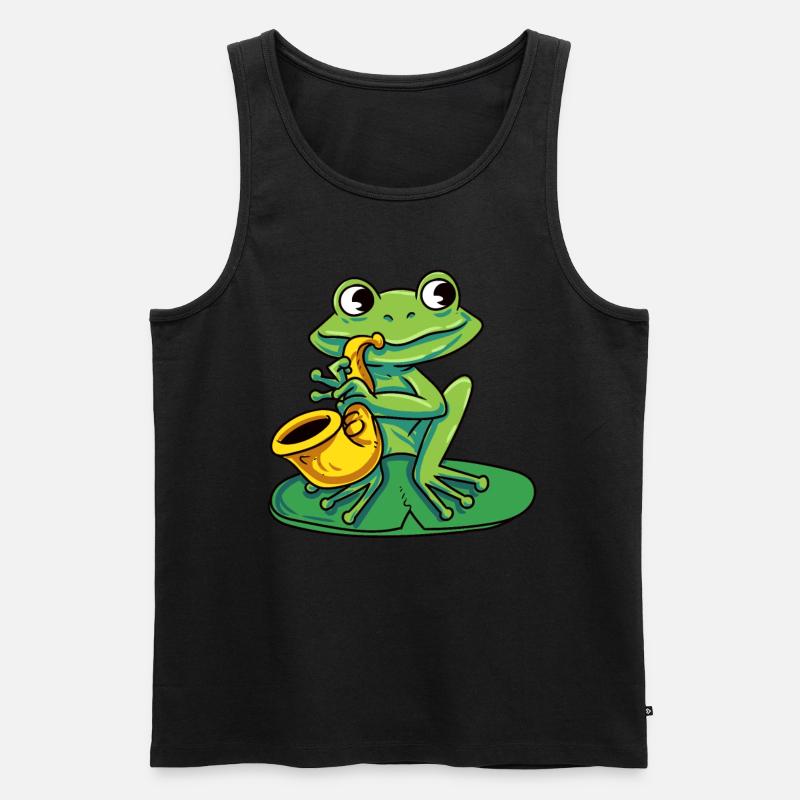 Frosch spielt Saxophon - Männer Premium Bio Tank Top - Schwarz