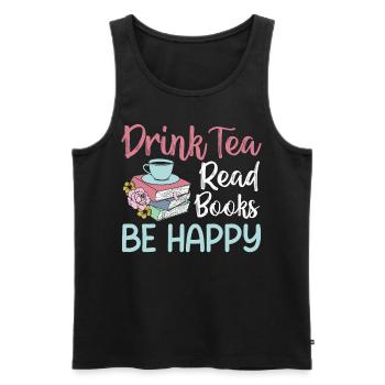 Tea Lover - Drink Tea Read Books Be Happy - Männer Premium Bio Tank Top - Schwarz - Vorne - Michal (187cm)