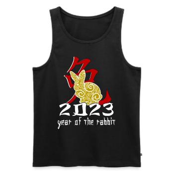 Chinese Rabbit Character New Year 2023 - Men's Premium Organic Tank Top - black - Front - AI Model Male 178 light (178cm)