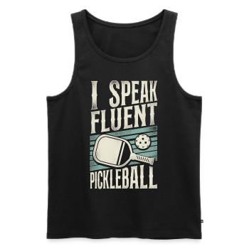 Pickleball Retro I Speak Fluent - Männer Premium Bio Tank Top - Schwarz - Vorne - Michal (187cm)