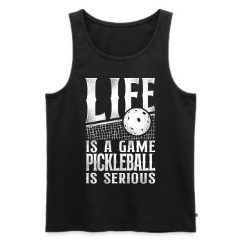 Pickleball Life Is A Game - Männer Premium Bio Tank Top - Schwarz - Vorne - Michal (187cm)