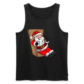 Weihnachtsmann isst Plätzchen - Männer Premium Bio Tank Top - Schwarz - Vorne - AI Model Male 178 light (178cm)