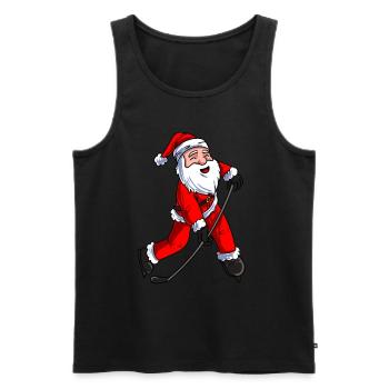 Père Noël Hockey sur glace - Débardeur bio Premium Homme - noir - Devant - Michal (187cm)