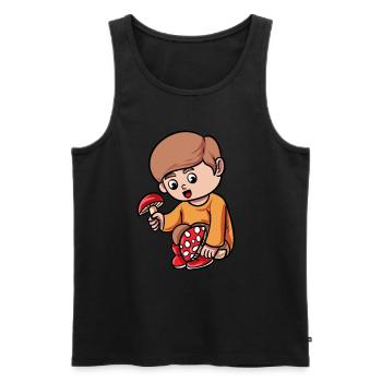 Cartoon Pilz - Männer Premium Bio Tank Top - Schwarz - Vorne - Michal (187cm)