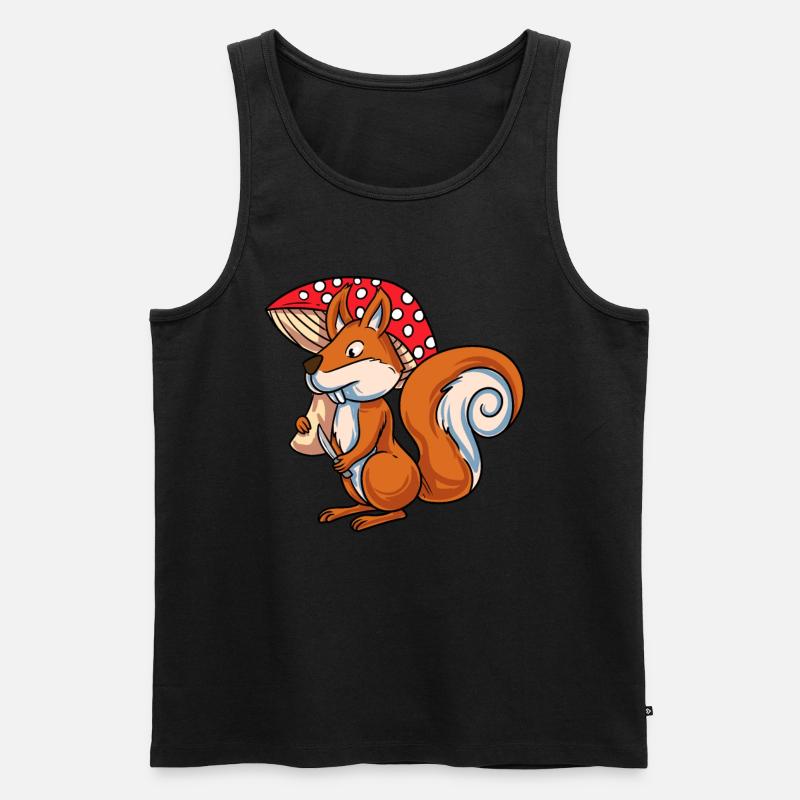 Eichhörnchen Pilz - Männer Premium Bio Tank Top - Schwarz