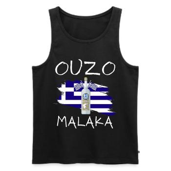 Ouzo Malaka - Men's Premium Organic Tank Top - black - Front - Michal (187cm)