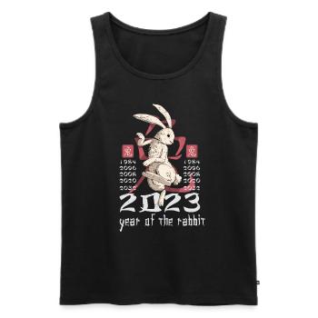 Personnage de lapin chinois Nouvel An 2023 - Débardeur bio Premium Homme - noir - Devant - Michal (187cm)