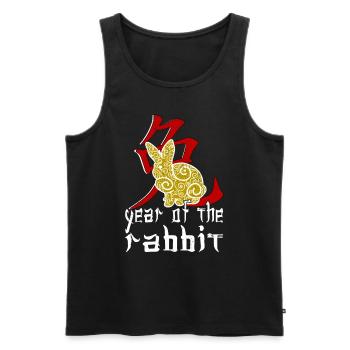Chinese Rabbit Character New Year 2023 - Men's Premium Organic Tank Top - black - Front - AI Model Male 178 light (178cm)