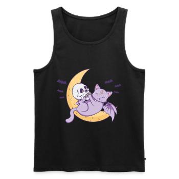 Kawaii Pastel Goth Moon Gothic Cat Halloween - Men's Premium Organic Tank Top - black - Front - Michal (187cm)