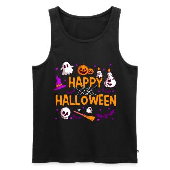 Happy Halloween Pumpkin Lantern Ghost Ghost - Men's Premium Organic Tank Top - black - Front - Michal (187cm)