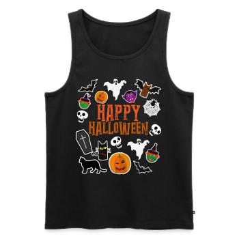 Happy Halloween Pumpkin Lantern Ghost Ghost - Men's Premium Organic Tank Top - black - Front - Michal (187cm)