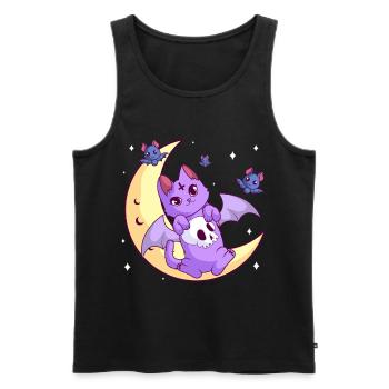 Kawaii Pastel Goth Moon Gothic Cat Halloween - Men's Premium Organic Tank Top - black - Front - Michal (187cm)