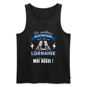 Cadeau Homme électricien Lorrain Anniversaire Noel - Débardeur bio Premium Homme - noir - Devant - Michal (187cm)