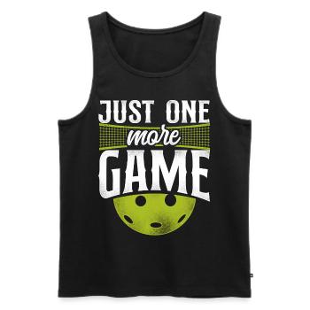 Pickleball Just One More Game - Men's Premium Organic Tank Top - black - Front - AI Model Male 178 light (178cm)