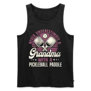 Pickleball Grandma Retro Never - Männer Premium Bio Tank Top - Schwarz - Vorne - AI Model Male 178 light (178cm)