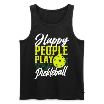Pickleball Les gens heureux jouent - Débardeur bio Premium Homme - noir - Devant - Michal (187cm)